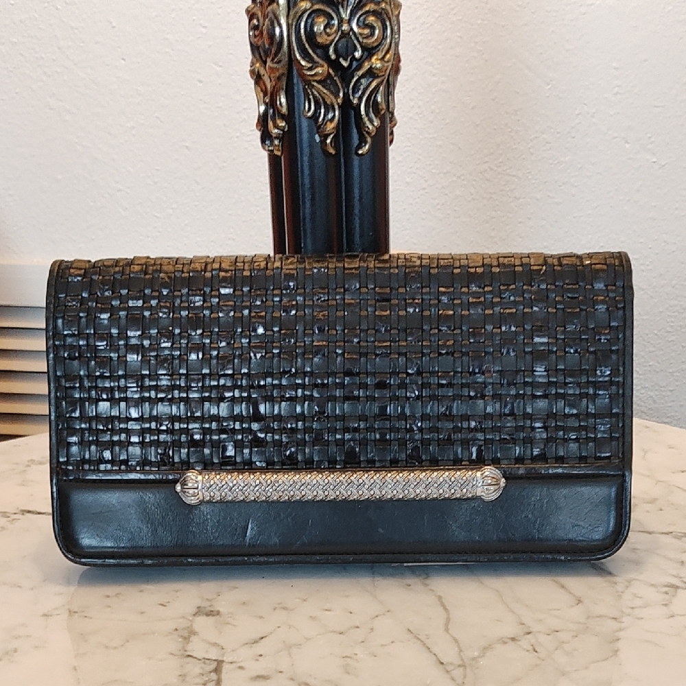 Elegant Black Woven Clutch